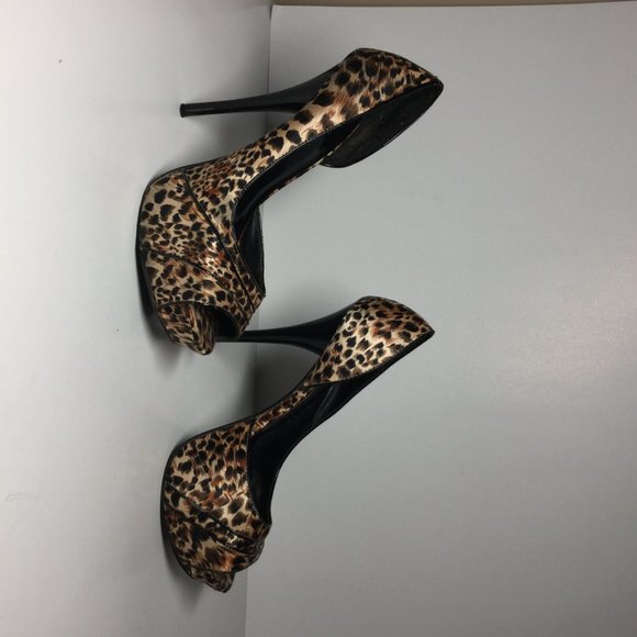 QUPID  Leopard Print Silk Material Open Toe - Picture 3 of 5